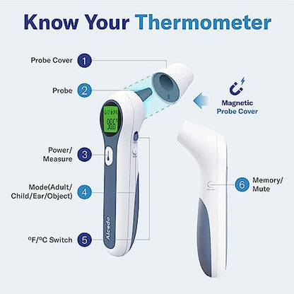Alcedo Forehead and Ear Thermometer for Adults, Kids, and Baby