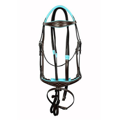 SIE Westwood Anatomical Dressage Bridle with Reins Brown Bridles - size: Cob Dark Brown