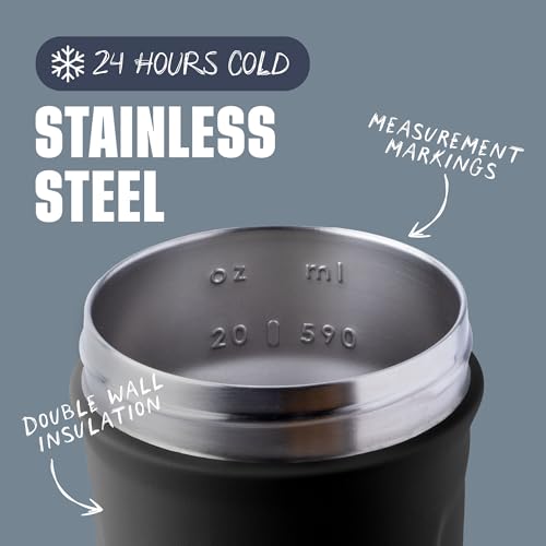 BlenderBottle Sport Flip Stainless Steel Shaker Bottle 24 oz Black - color: Black, size: 24 Ounces, style: Flip