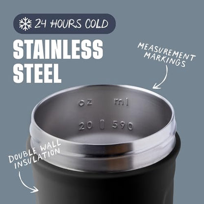 BlenderBottle Sport Flip Stainless Steel Shaker Bottle 24 oz Black - color: Black, size: 24 Ounces, style: Flip