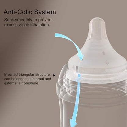 Natural Glass Baby Bottles Gentle & Slow Flow, Newborn Breastfeeding Bottle with Anti Colic Nipple for 0 Months Babies, 3 Packs (White (5 Ounce), 1 Count (Pack of 3)) - color: White (5 Ounce)