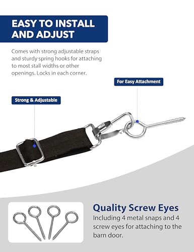 Harrison Howard Stall Guard for Horse Barn with Adjustable Straps and Sturdy Spring Hooks Included Horse Stall Guard, Navy - color: Navy