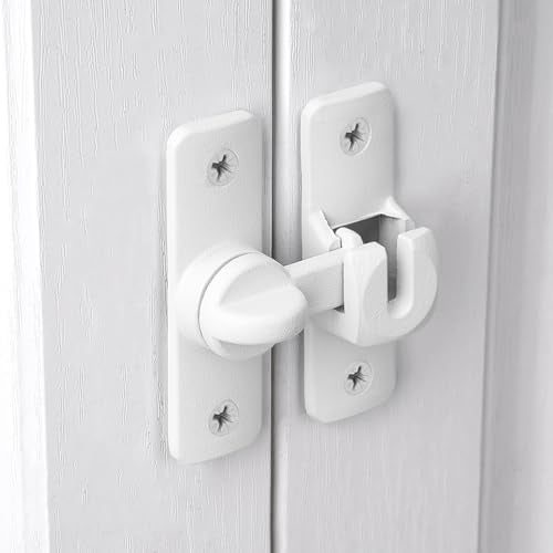 Matte White Aluminum Alloy Gate Lock,90/180 Degree Barn Door Latch - color: Matte White