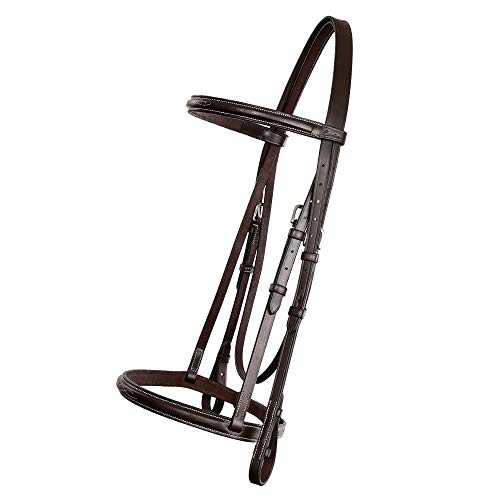 Exion Hunter Bridle with Laced Reins – Fancy Stitched English Snaffle Bridle | Premium European Leather Hunter Jumper Bridle with Stainless Steel Hardware