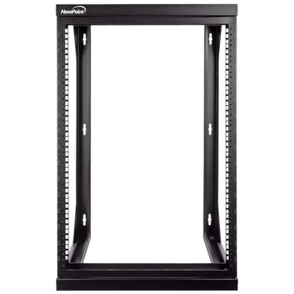 NavePoint 15U Open Frame Server Rack for 19" IT Network Equipment & A/V Devices, Free Standing or Wall Mount Rack with 180 Degrees Gate Swing, Black - size: 15U - 18in Deep
