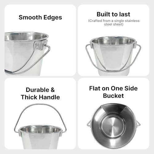1 Quart Stainless Steel Bucket - Flat-Side Metal Bucket 0.25 Gallon - size: 1 Quart