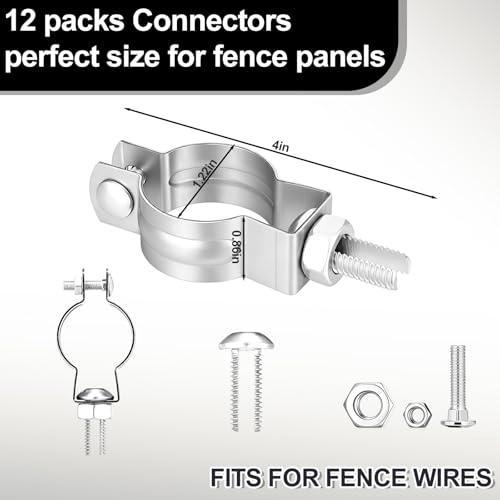 MorningRo 12 Pack Livestock Panel T-Post Connector T-Post Adapter Reusable Zinc-Plated Steel for Farm Trellis Building Fits Standard Wire Panels Holds for Farm Fence Repairs Expansions