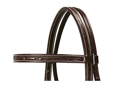 Tahoe Tack USA Leather Leaf Tooled Western Browband Headstall - color: Dark Oil