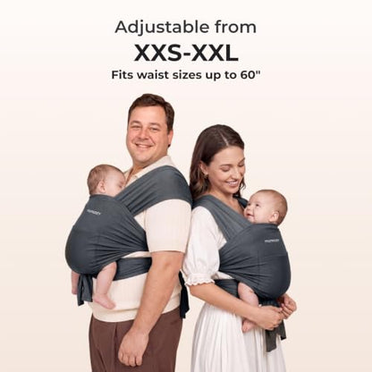 Momcozy Baby Wrap Carrier, Easy-On 2-Piece Design, Newborn to 33 lb - color: Deep Grey