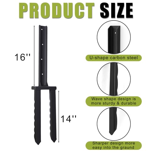 4 Pack 30" Fence Post Repair Kit for Fix 4x4|6x6 Fence Post | Wave Design Fence Post Stake Spike ,Fence Post Anchor Ground Spike for Repair Tilted/Broken Wood Fences Post - size: 4 Pcs