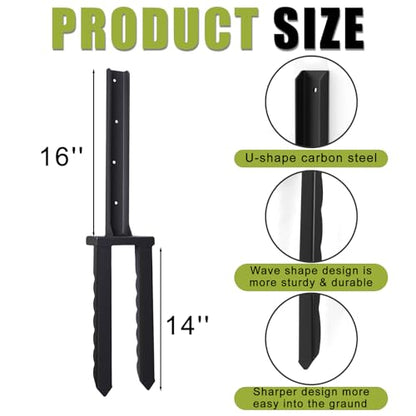 4 Pack 30" Fence Post Repair Kit for Fix 4x4|6x6 Fence Post | Wave Design Fence Post Stake Spike ,Fence Post Anchor Ground Spike for Repair Tilted/Broken Wood Fences Post - size: 4 Pcs