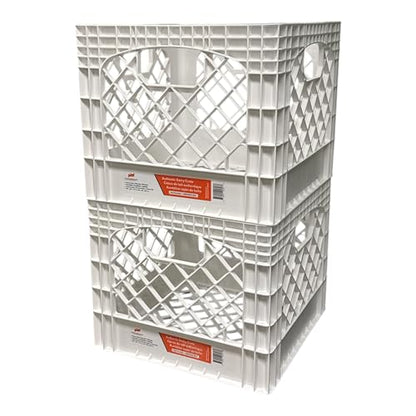 Juggernaut 2 Pack Storage Milk Crates, Plastic Stackable Containers, 18 Qt - Large Bins for Organizing Homes, Offices, Garages, White