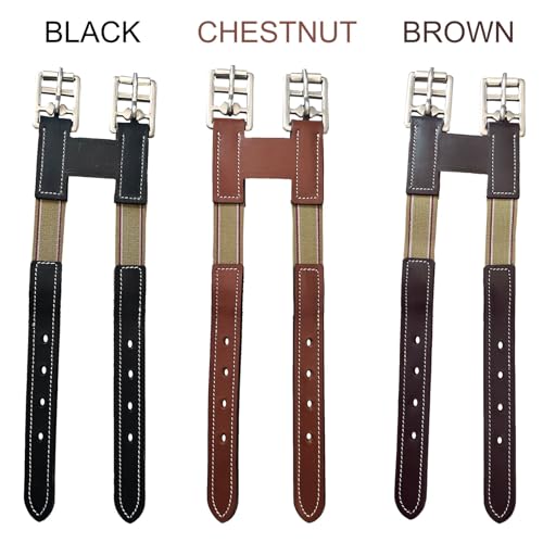 Majestic Ally Leather Girth Extender with Heavy-Duty Elastics, Durable, Flexible - color: Chestnut