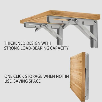Stainless Folding Shelf Brackets - Heavy Duty Stainless Steel Collapsible Shelf Bracket for Bench Table, Space Saving DIY Bracket, Max Load: 550lb (8 INCH-2PCS) - size: 8 INCH-2PCS