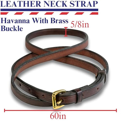 Nunn Finer - Leather Neck Grab Strap, Equestrian Accessory, Neck Strap for Horses - color: Havanna Brass