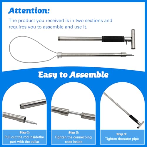 Dog Catcher Pole Animal Control Pole Cat Catcher Pole Heavy Duty Catch Pole Trap Kit for Dogs, Pig Fox, Hog and Other Wildlife, Length 30 inches