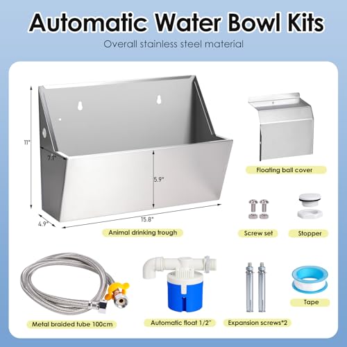 Dog Water Bowl Dispenser Stainless Steel, Auto Fill, Hose Connect