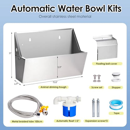Dog Water Bowl Dispenser Stainless Steel, Auto Fill, Hose Connect