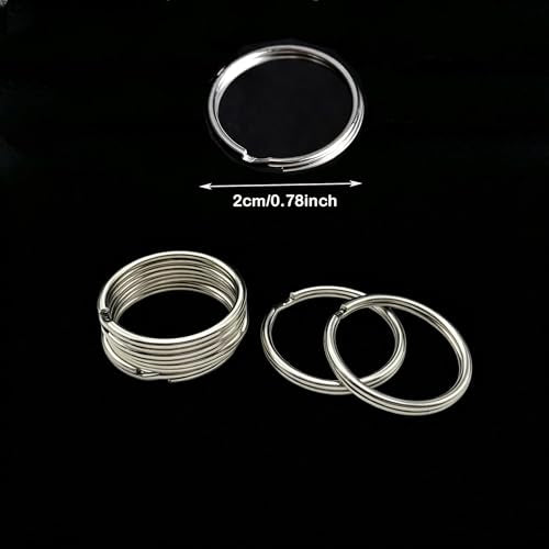 200pcs Silver Jump Ring Split Keyring Mental Connectors for Keychains, Jewelry Making, Pet Collars, Crafts 20mm - size: 20mm