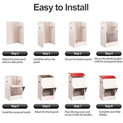 Outdoor Gravity Dog Feeder, 50 lb Large Capacity Automatic Dog Food Dispenser, Heavy Steel Weather-Resistant Pet Feeder with Clear Viewing Door, Wall or Ground Mount for Large Dogs