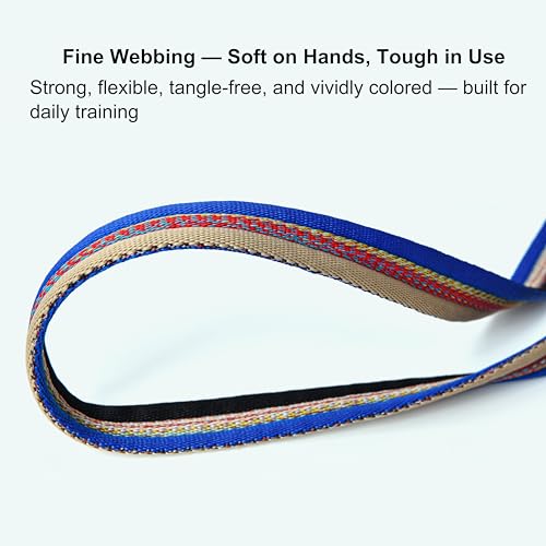 Training Leash for Horse & Dog, Equine Lunge Line with Alloy Trigger Buckle and Dual Swivel Snaps for Equestrian Training, Competition and Daily Use, 26ft/8m (Gray-Red-Blue)