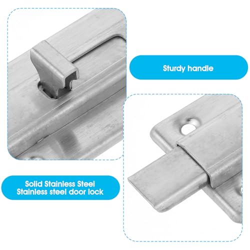 2 Pieces Bathroom Stall Door Latch 4 inch Door Bolts with Screw Stainless Steel Latch Sliding Door Lock Mounted Slide Bolt Silver Sliding Lock Bolt Bathroom Stall Hardware for Internal Doors