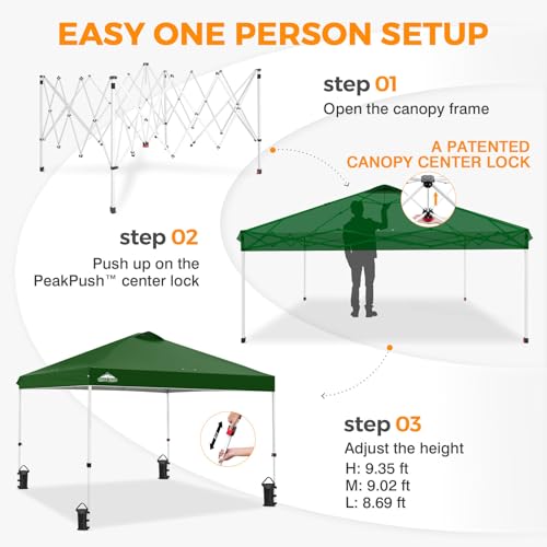 EAGLE PEAK 10x10 Pop Up Canopy Tent Easy Up Canopy Outdoor, Green - color: Green, size: 10x10