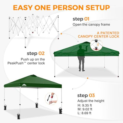 EAGLE PEAK 10x10 Pop Up Canopy Tent Easy Up Canopy Outdoor, Green - color: Green, size: 10x10