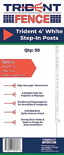 4' Poly Step-in Posts - Temporary Fence - Electric Fence (50 Pack - White) - style: 50 Pack - White