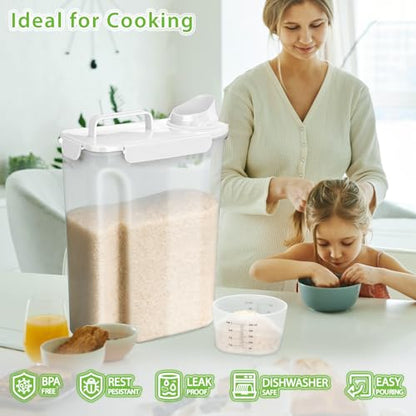 Viretec Rice Storage Container, 15 to 20lb Dry Food Airtight Dispenser, Pet Dog Cat Food Canister, BPA Free Clear Plastic Kitchen and Pantry Organization Bin for Oatmeal, Cereal, Pasta, Flour White - color: 10L/White
