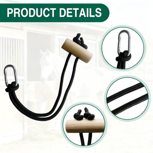 Horse Bucket Strap for Owners Multi-Purpose Adjustable Barn Strap Classic Black with Wooden Snap Perfect Stall Hanging & Organizing Hay Chix Stalls Hanger Water Buckets Multipurpose(Black) (2)