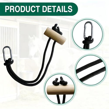 Horse Bucket Strap for Owners Multi-Purpose Adjustable Barn Strap Classic Black with Wooden Snap Perfect Stall Hanging & Organizing Hay Chix Stalls Hanger Water Buckets Multipurpose(Black) (2)
