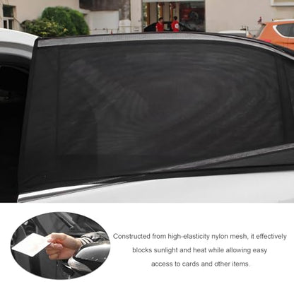 2 PCS Car Window Shades, Breathable Mesh Vehicle Front Side Windows Sunshade Curtain for UV Protection, Universal Stretchy Heat Block Window Screen Covers for Most Cars - color: Car Front