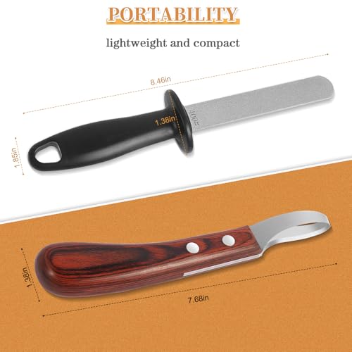 Hoof Knife for Horses with Sharpener, Double-Edge Loop Knife for Farriers