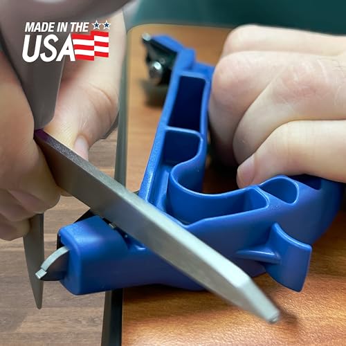 AccuSharp All-in-One Sharpener, All Purpose Sharpener for Knives, Scissors, Garden Tools, Sharpens & Restores Serrated Knives, Cleavers, Axes, Machete, Blue - color: Blue