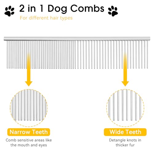 BEVTEE 3 Pcs Dog Combs for Grooming Matting, Greyhound Metal Comb for Cat