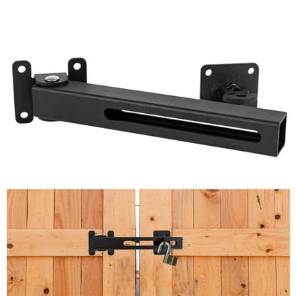 Flip Gate Latch Lock with Padlock Hole, Safety Door Bolt Latch Lock, Barn Door Lock Adjustable Door Latch for Swing Door, Outdoor Wooden Fence, Shed, Garage, Yard, Matte Black