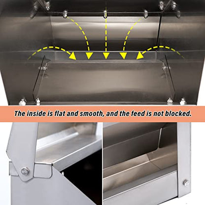 Wall Mounted Chicken Feeder Hanging Automatic Poultry Feeder with Lid Weatherproof Galvanized Steel Poultry Feeders Trough(10LB Capacity)