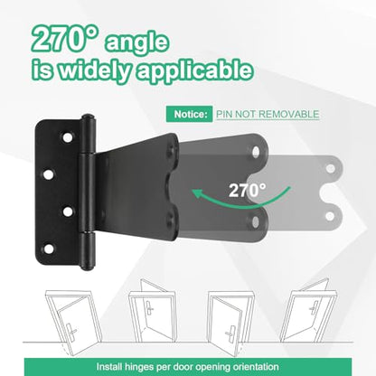 8 inch Gate Hinges,300Lbs Capacity, Matte Black,2Pack Heavy Duty Door Hinge - size: 8“-2 pcs-U-Matte Black