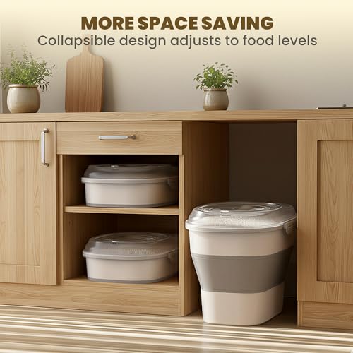 HOYTAMDAR 50Lbs Collapsible Rice Container,Airtight Food Storage container - color: Clear/50lbs