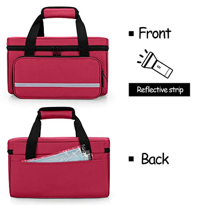 CURMIO Empty First Aid Kits Case, Family Medical Supplies Storage Bag, Red