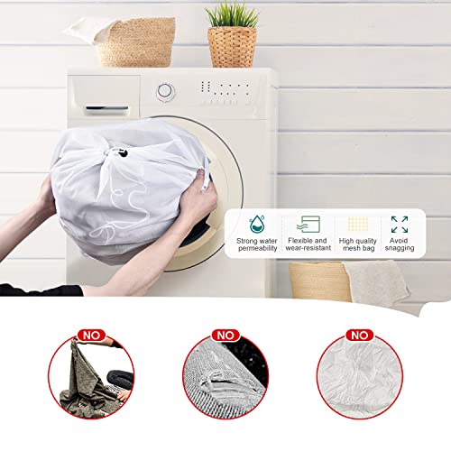 OTraki 2 Pack Mesh Laundry Bag 20x24 Inch Heavy Duty Laundry Fine Mesh Bags Dirty Clothes Drawstring Laundry Wash Bag Delicates Net Storage Travel Bag Don't Drying, Melting 140-176℉ White - size: 20 x 24 inch