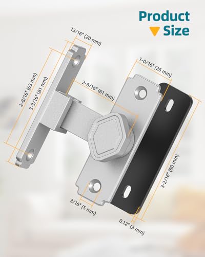 90 Degree Barn Door Lock, Rustproof Sliding Gate Latch, Silver 1Pc - color: Silver-1PC