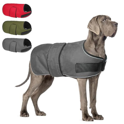 BEAUTYZOO Dog Winter Coat for X-Large Dogs, Waterproof Canvas Jackets - color: Grey, size: XL(Chest Girth 34"-45", Back 24", Neck 24"-29")