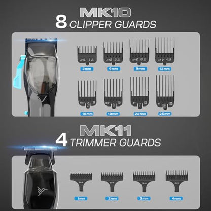 HUMMINGBIRD Pro Series Hair Clippers and Trimmer Set – 9,000 RPM Brushless Motor, DLC Blade, Zero-Gapped T-Blade Trimmer, Cordless USB-C Rechargeable, Super Torque, Carry Case, Professional Barber Kit