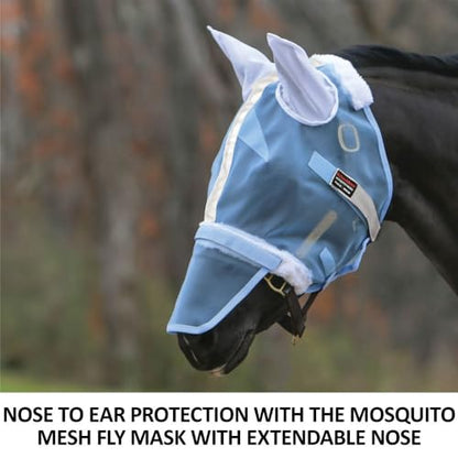 Schneiders Mosquito Mesh II Fly Horse Masks | Insect Protection & UV Shield | Breathable 350D Mesh | Contoured Fit | Safety Reflective Trim - style: Horse With Nose Cover