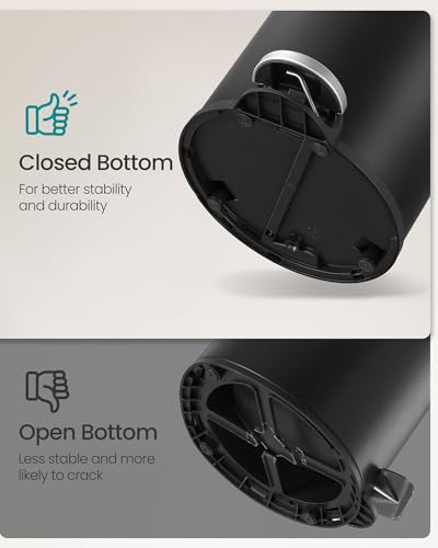 SONGMICS Bathroom Trash Can, Soft-Close, 1.6 Gallon (6 L), Stainless Steel - color: Ink Black