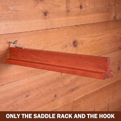 Novabright 1 Pcs 17" Folding Pine Wood Saddle Rack Wall Mount,Brown