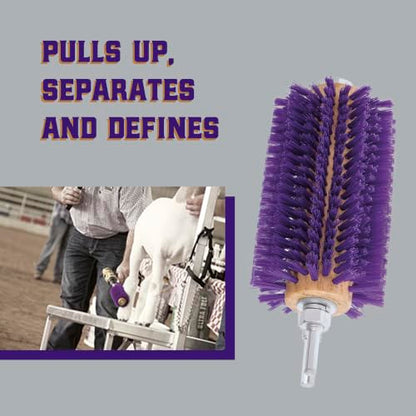 Weaver Leather Mini Roto Brush for Livestock, Wool/Hair Stimulating and Grooming Brush for Goat Sheep Cattle, Use with Drill, Coat Deshedding Tool