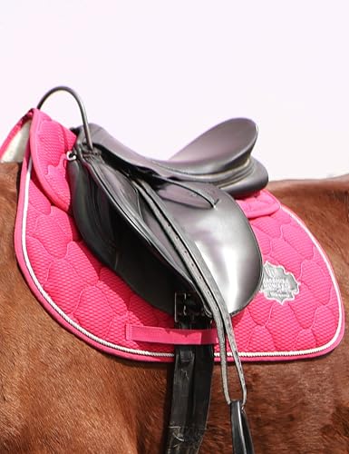 Harrison Howard 3D Air Mesh Saddle Pad for Horses – Breathable Shock-Absorbing All-Purpose English Saddle Pad - color: Magenta